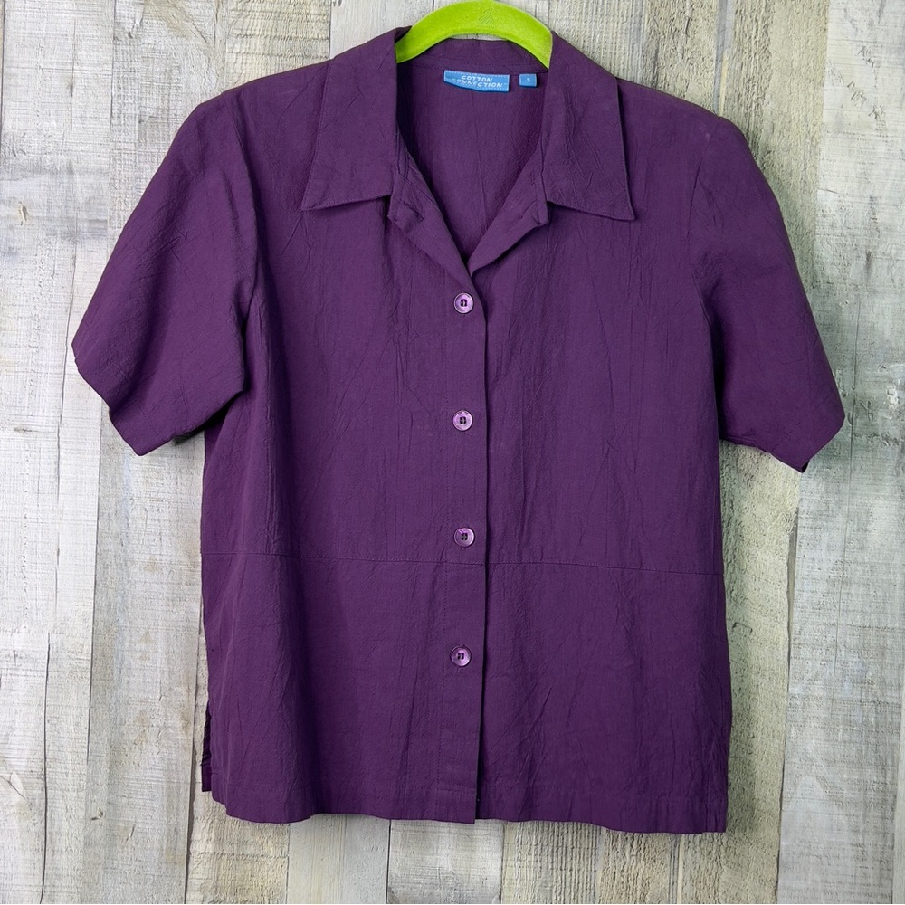 Cotton Connection Vintage Small Button Front Short Sleeve Blouse